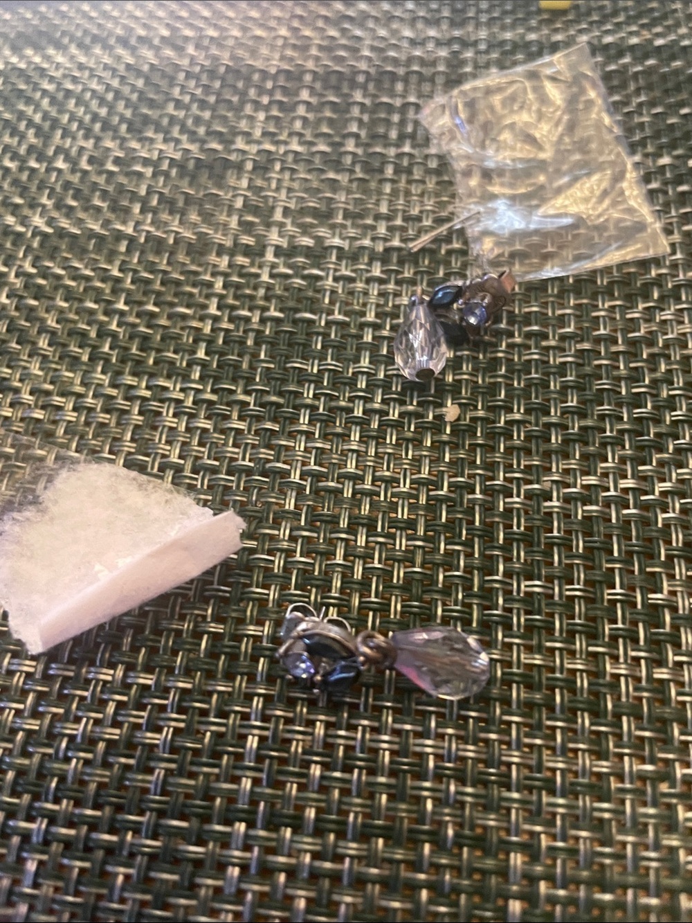 Avon Smoky Crystal Teardrop Earrings with Gunmetal Accents